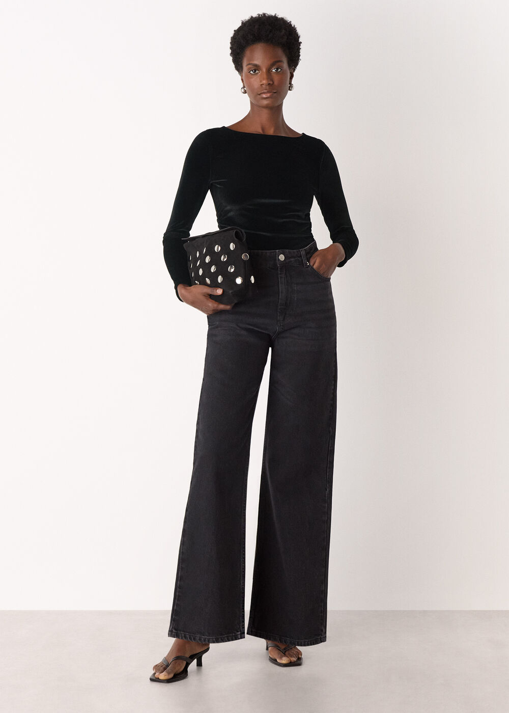 Straight Neck Velvet Top